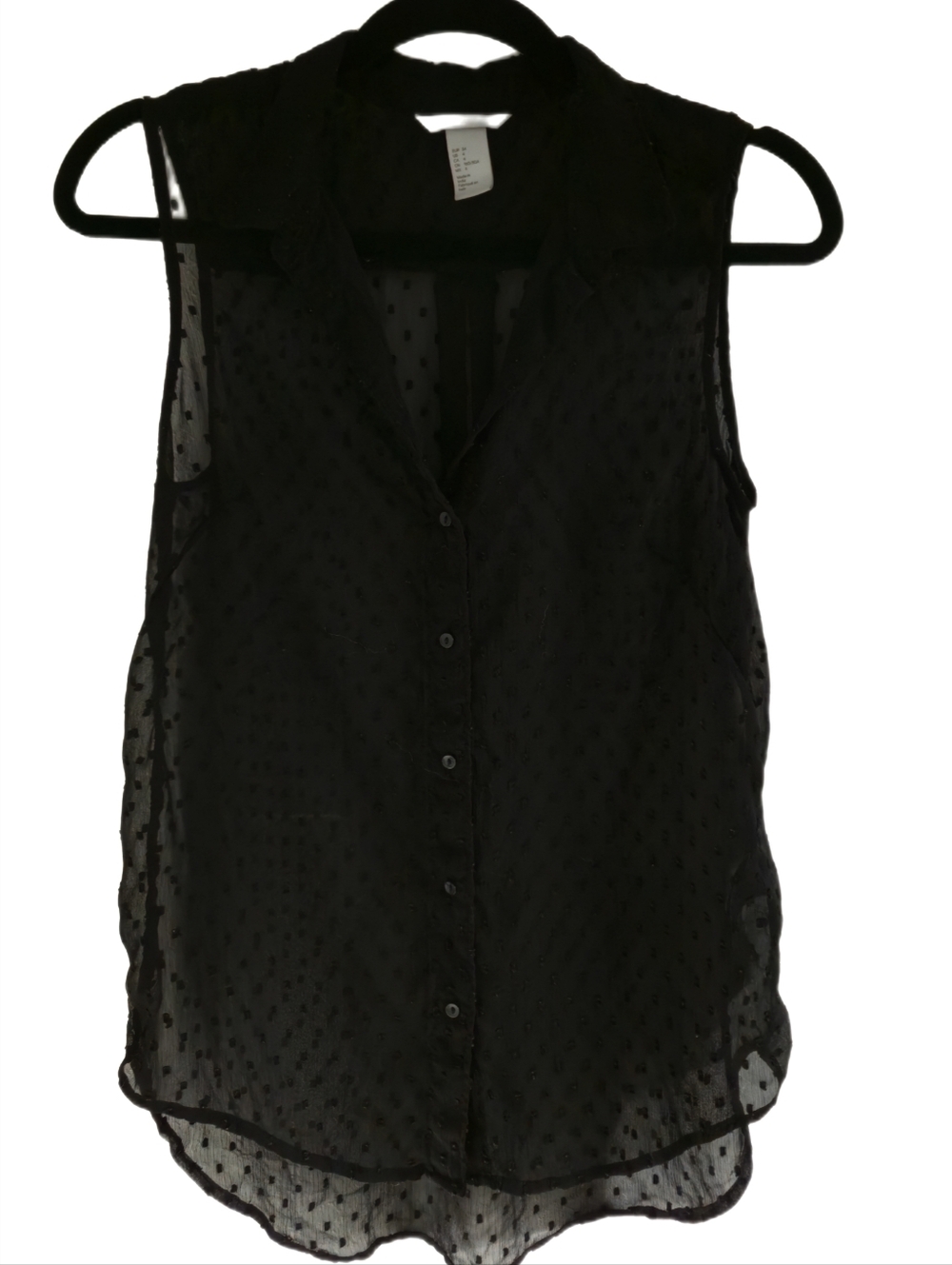 🖤 H&M Black Sheer Textured Sleeveless Blouse | Size 4 (Small)